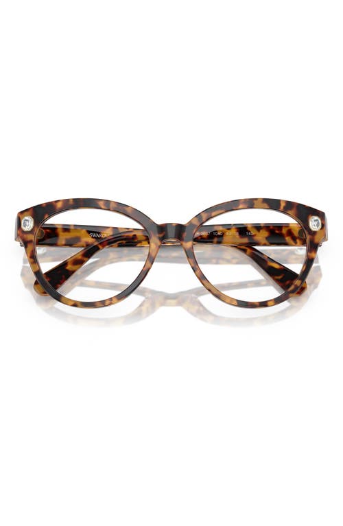 Swarovski 54mm Round Optical Glasses In Lite Havana