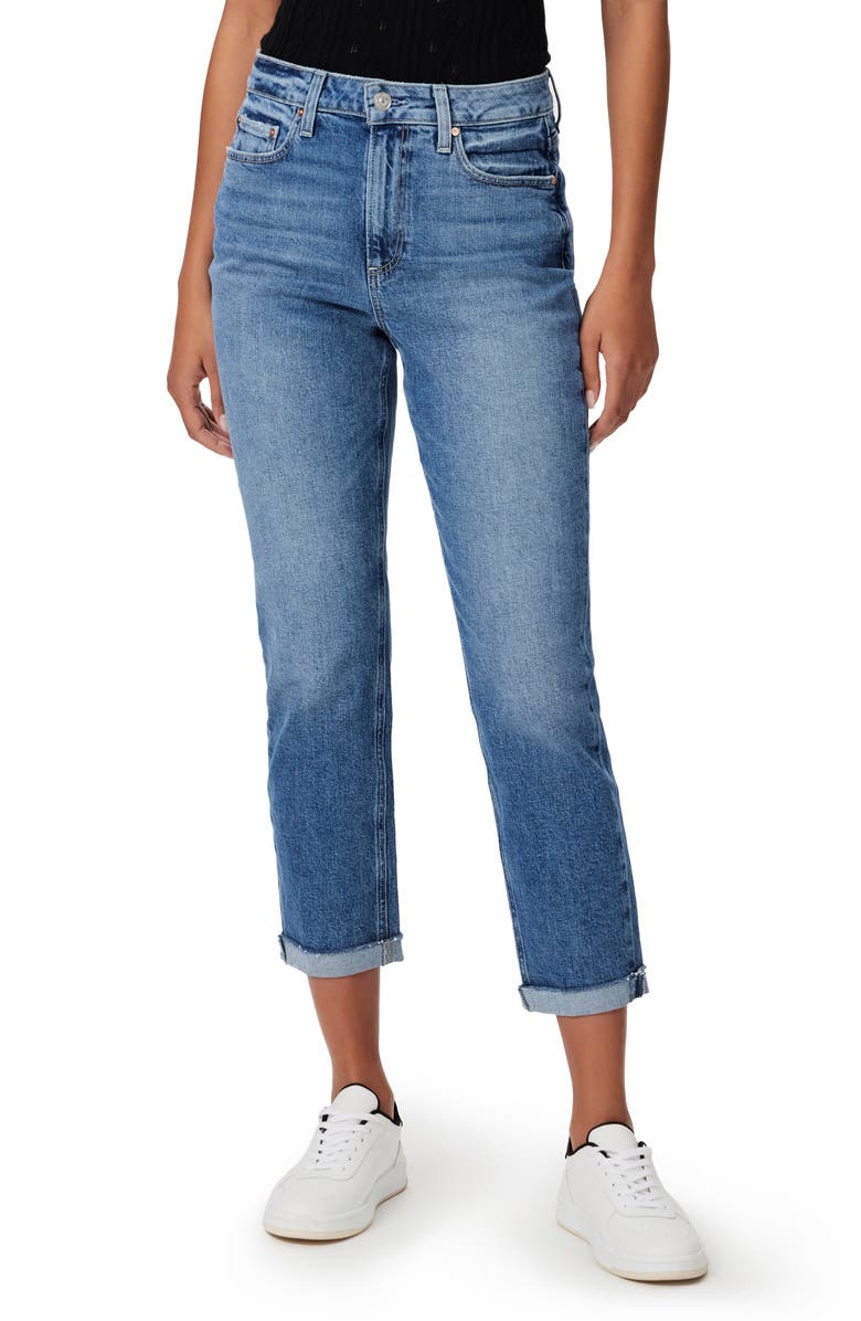 PAIGE Brigitte Cuff High Waist Crop Boyfriend Jeans, Main, color, 