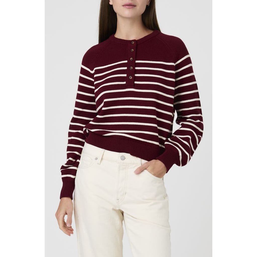 French Connection Mozart Stripe Sweater In Burgandy/ Cream Stripe