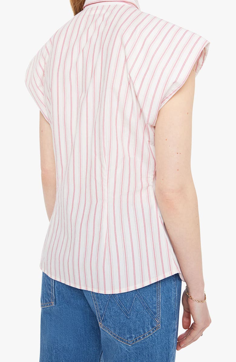 MOTHER The Cap Game Stripe Cotton Button-Up Shirt, Alternate, color, Line Breaker