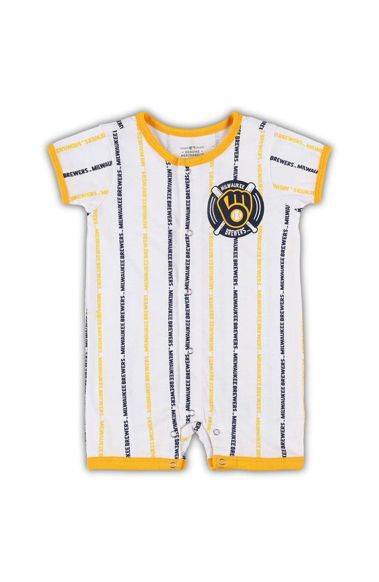 Outerstuff Newborn & Infant White Milwaukee Brewers Ball Hitter Romper, Main, color, White