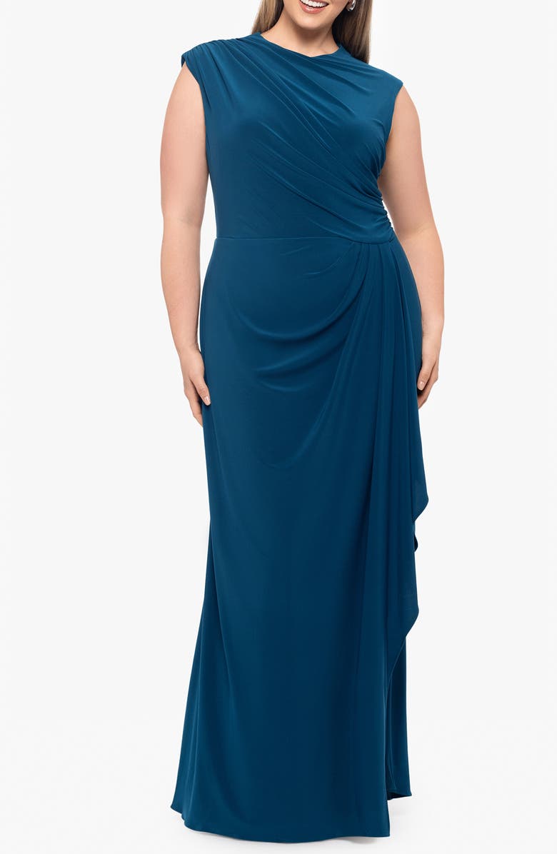 Betsy & Adam Gathered Waist Sleeveless Gown, Main, color, 