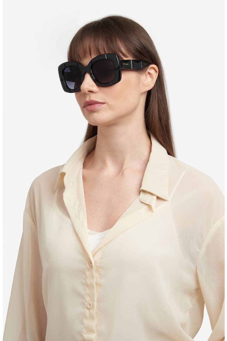 josey 50mm square sunglasses, Alternate, color, BLACK