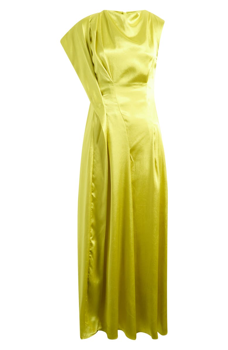 Acler Aroba One-Shoulder Crinkle Satin Gown, Alternate, color, Avocado Crinkle