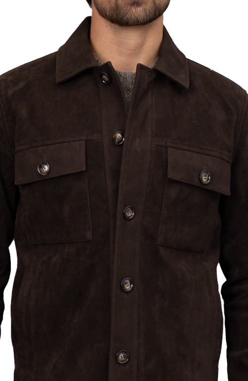 Shop Bagatelle Faux Nubuck Trucker Jacket In Chocolate