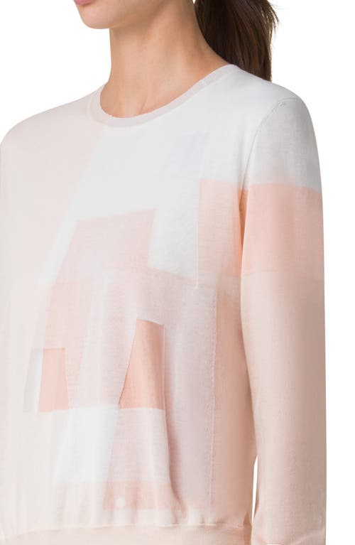 Shop Akris Intarsia Trapezoid Cotton & Silk Blend Sweater In Seashell