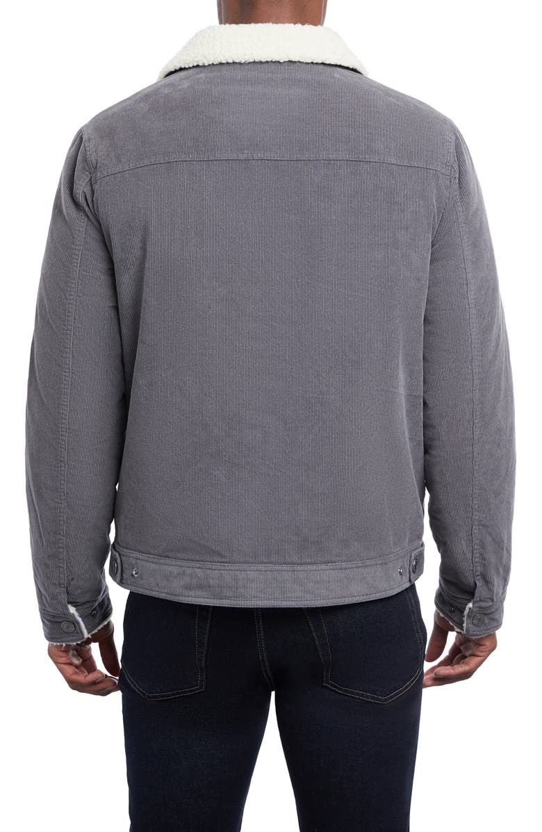 Lucky Brand Kenton Corduroy Faux Shearling Lined Trucker Jacket, Alternate, color, Pearl