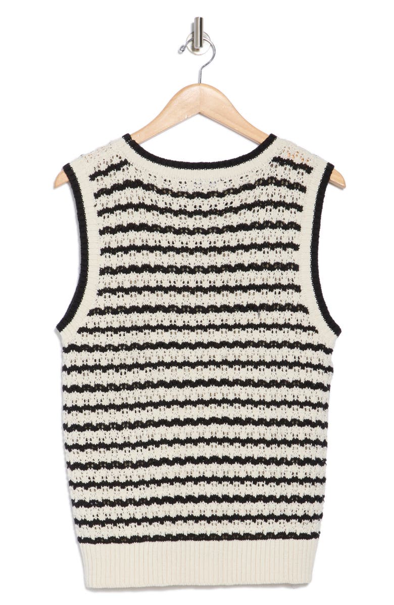 Sanctuary Stripe Cotton Sweater Tank, Alternate, color, Natural Black