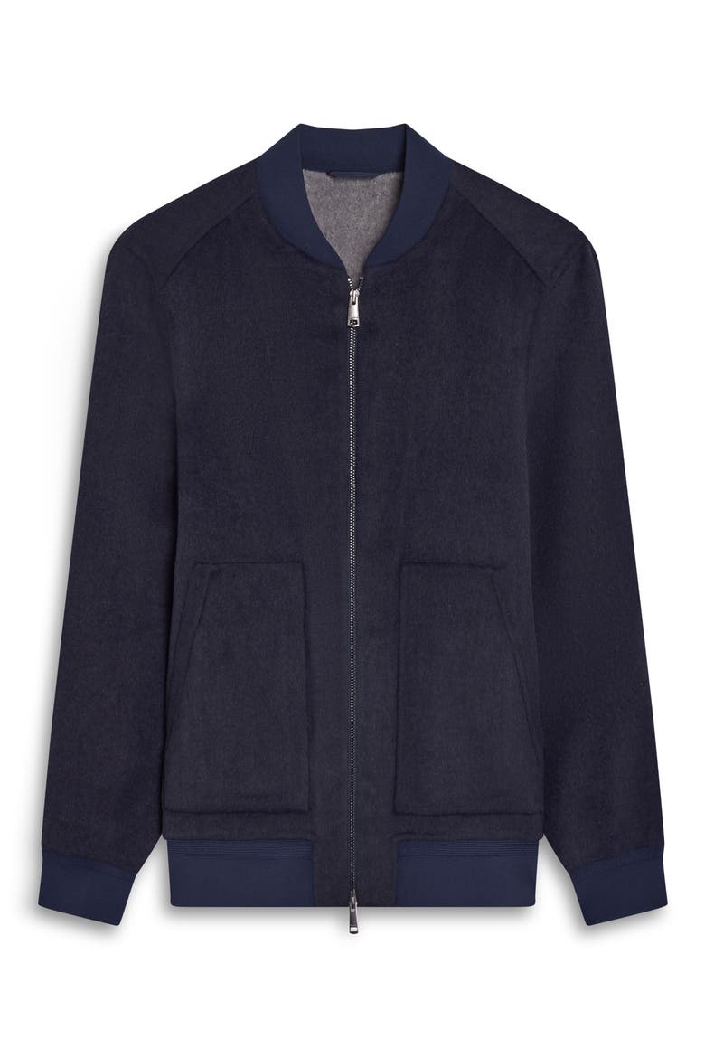 Wool Blend Bomber Jacket, Alternate, color, NAVY