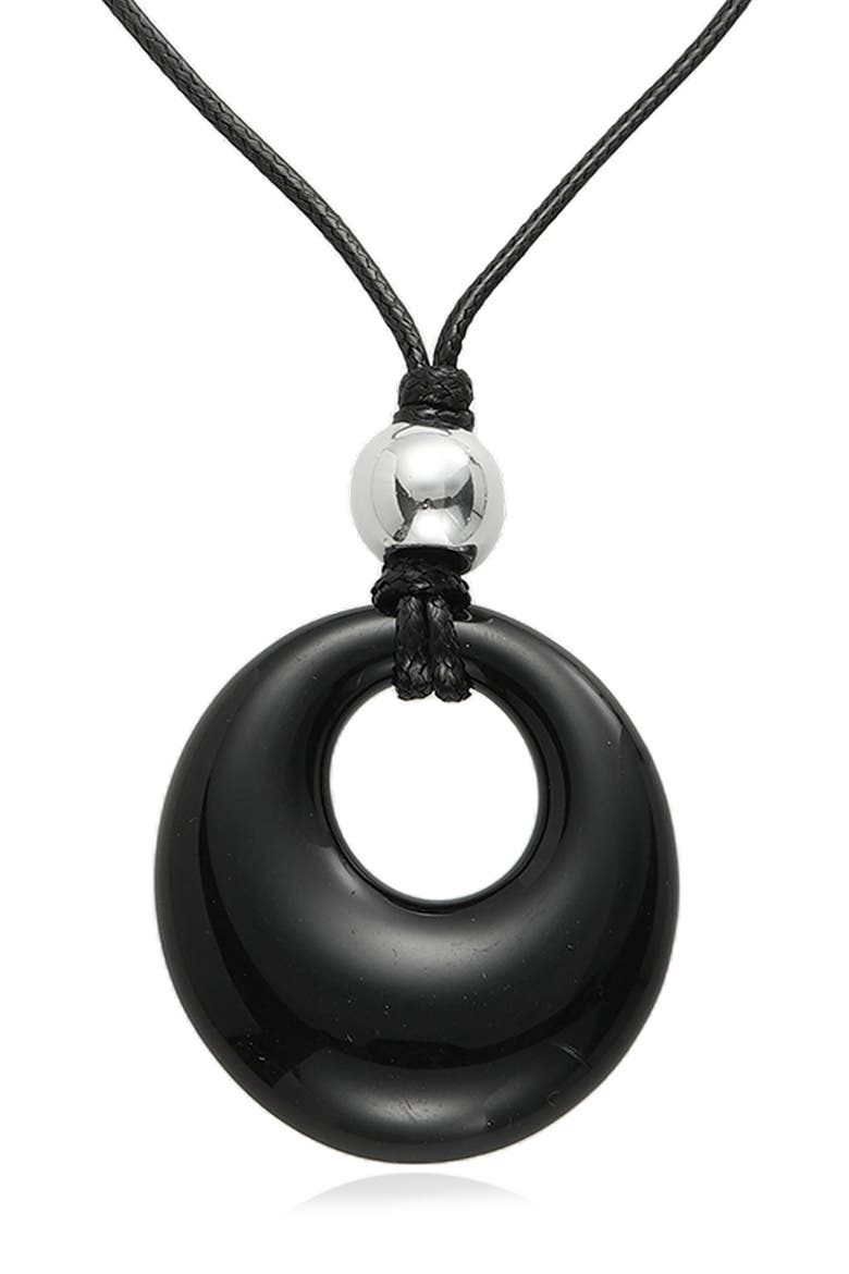 Resin Pendant Cord Necklace, Alternate, color, BLACK