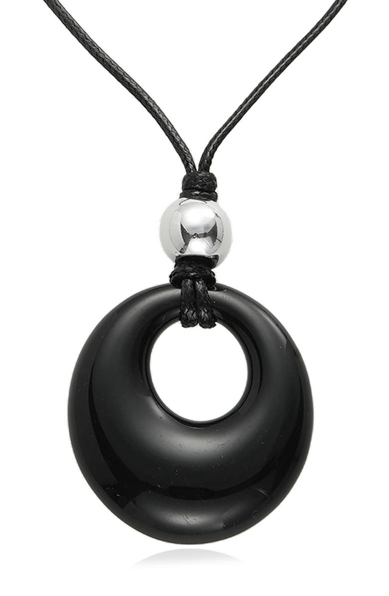 Ettika Resin Pendant Cord Necklace, Alternate, color, Black