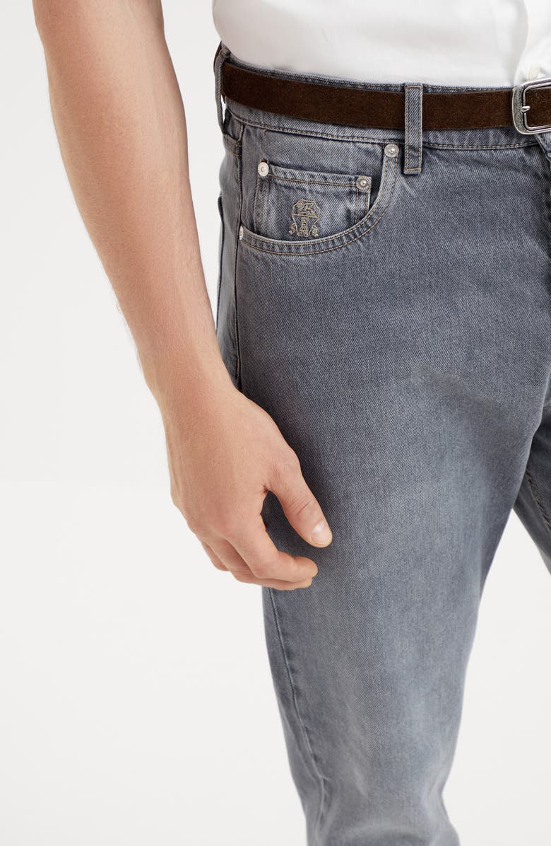 Brunello Cucinelli Greyscale denim iconic fit five-pocket trousers, Alternate, color, 