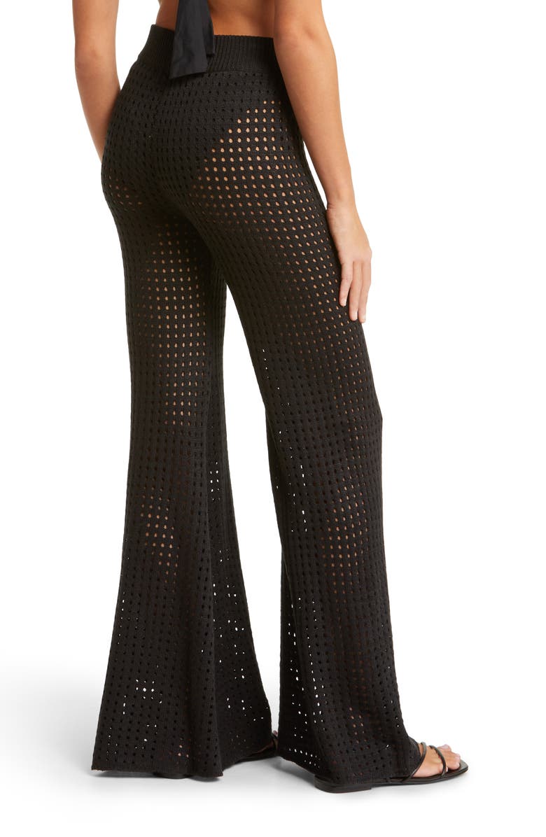Elan Pointelle Mesh Wide Leg Cover-Up Pants, Alternate, color, 