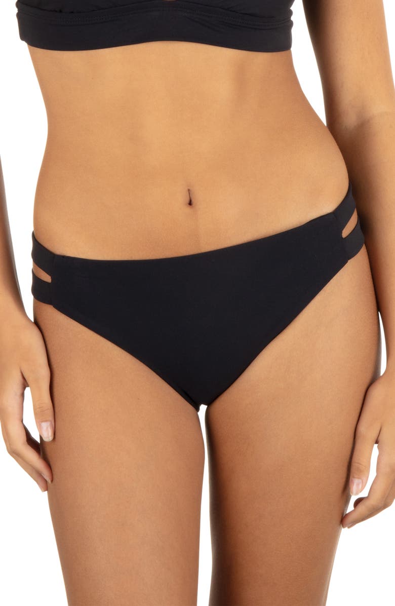 Hurley Max Cutout Bikini Bottoms, Main, color, Black