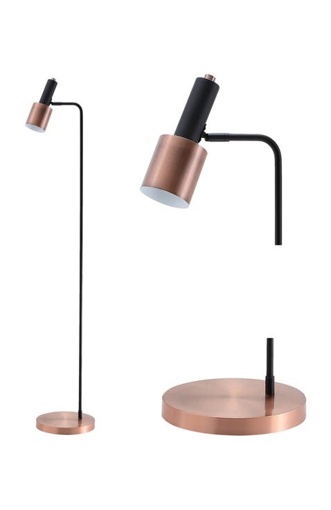 Brady 59.50" Metal LED Task Floor Lamp, Copper/Black