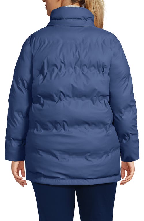Lands' End Plus Size Squall Insulated Slicker Puffer Jacket In Light Indigo Blue