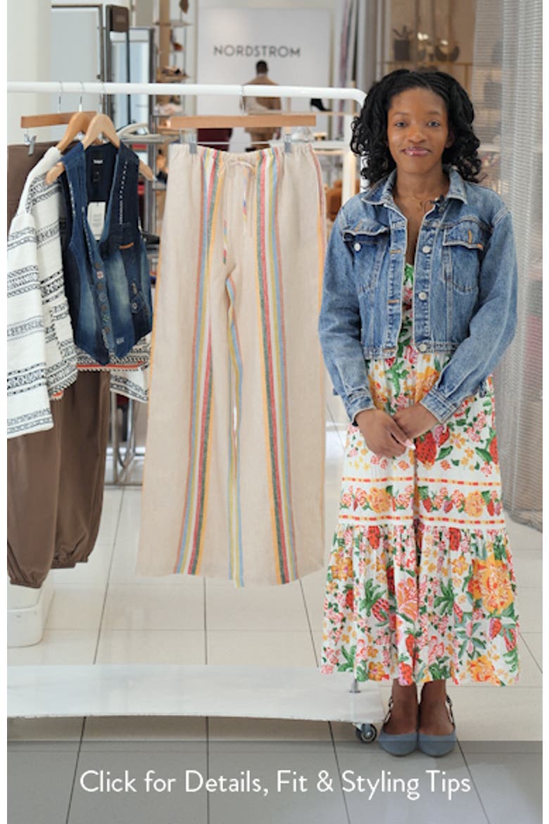 Mateo Placed Stripe Linen Drawstring Pants video