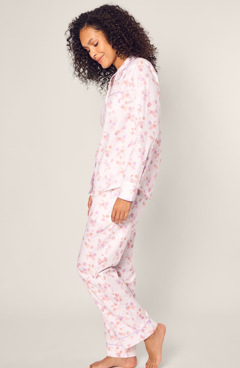 Petite Plume Seashell Print Brushed Cotton Twill Pajamas, Alternate, color, White