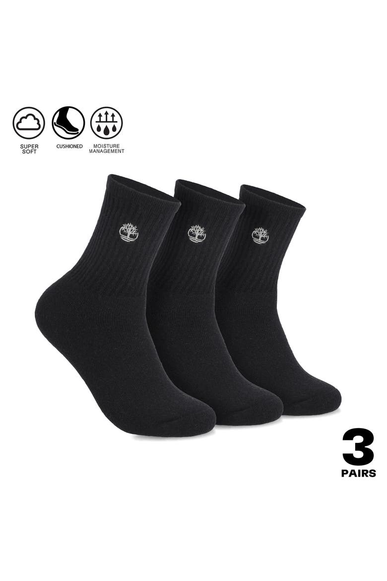 3-Pack Ultrasoft High Quarter Socks, Main, color, BLACK