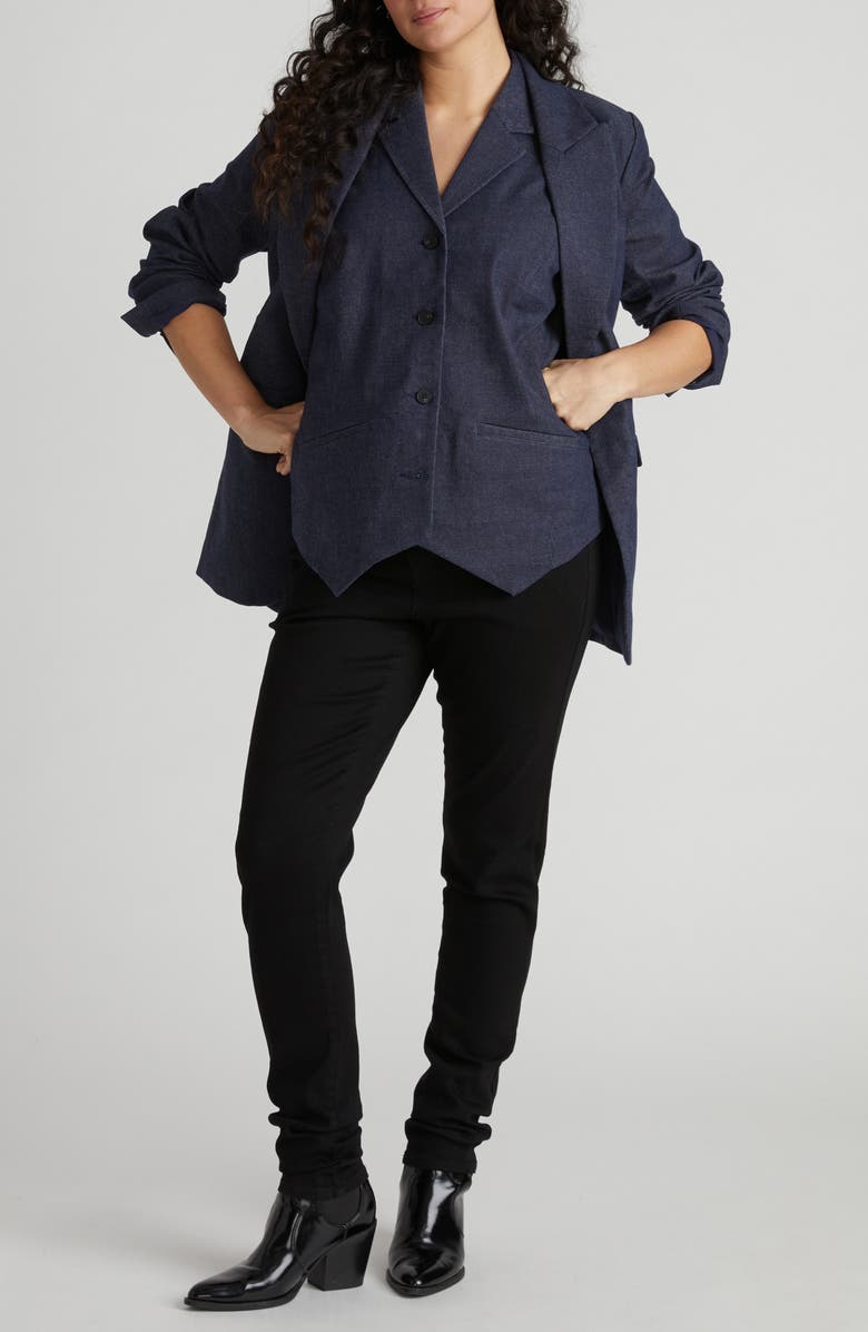 Universal Standard Edwin Denim Vest, Alternate, color, Dark Indigo