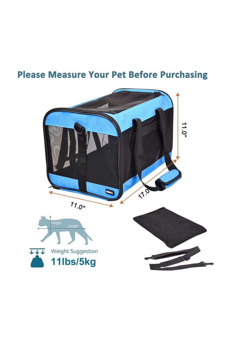 GOOPAWS Soft Sided Pet Cat Carrier Perfect for Travel, Alternate, color, TURQUOISE