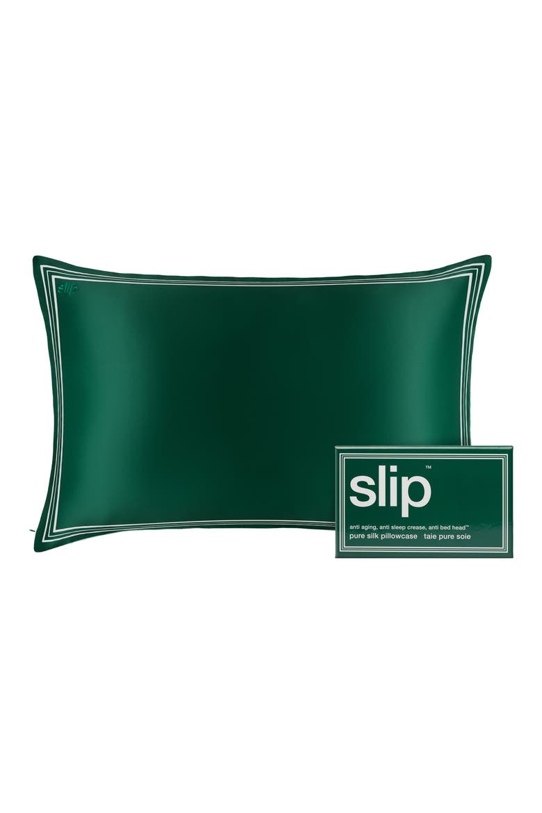 The Green Pure Silk Pillowcase, Main, color, THE GREEN