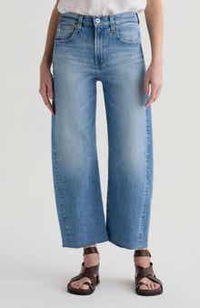AG Hattie Raw Hem High Waist Crop Barrel Jeans