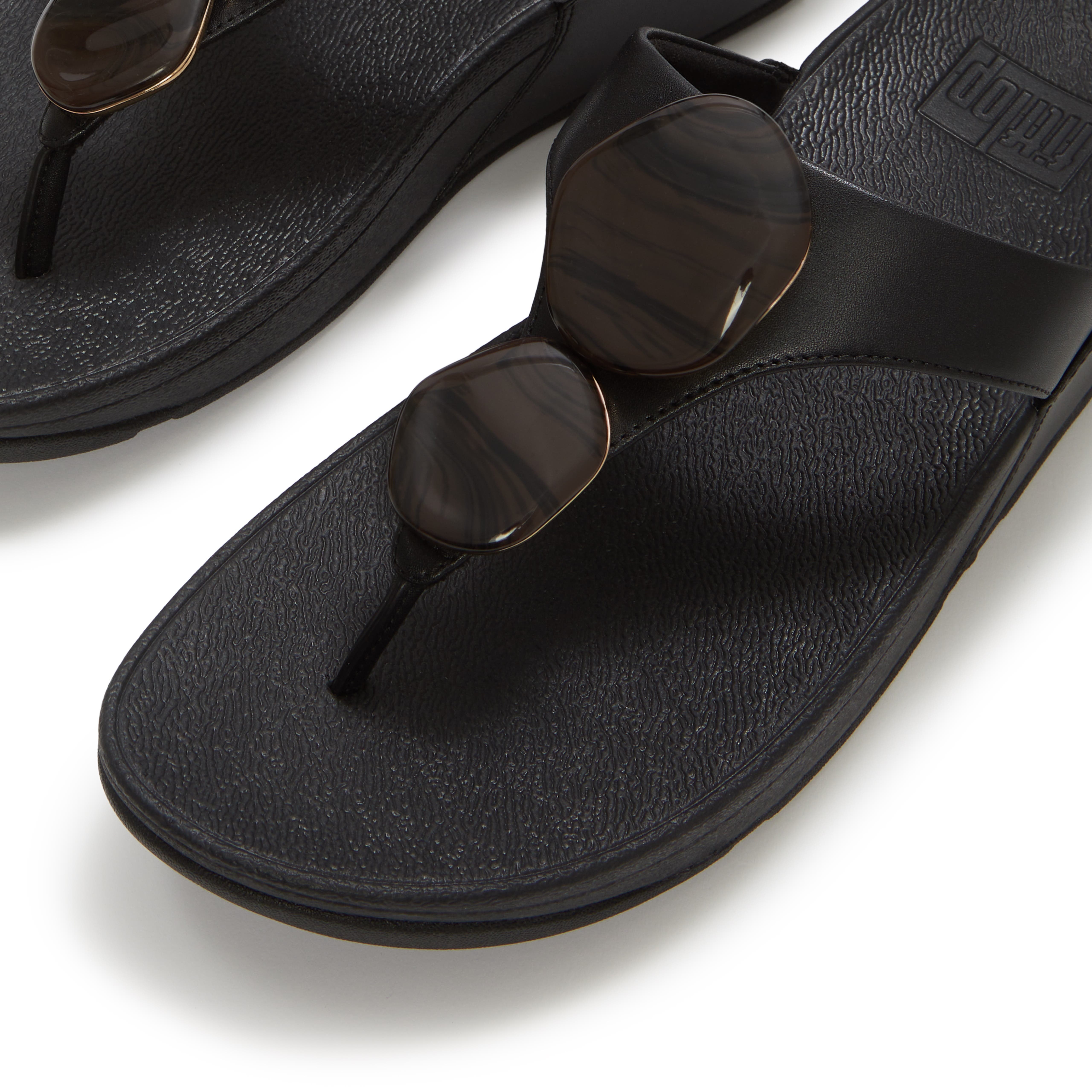 FitFlop Lulu Marbled Stone Toe Post Sandals, Alternate, color, Black