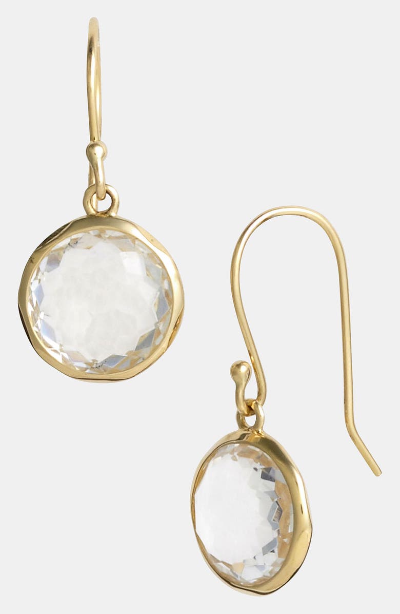 Ippolita Mini Rock Candy - Lollipop 18K Gold Drop Earrings, Main, color, Yellow Gold/Clear Quartz
