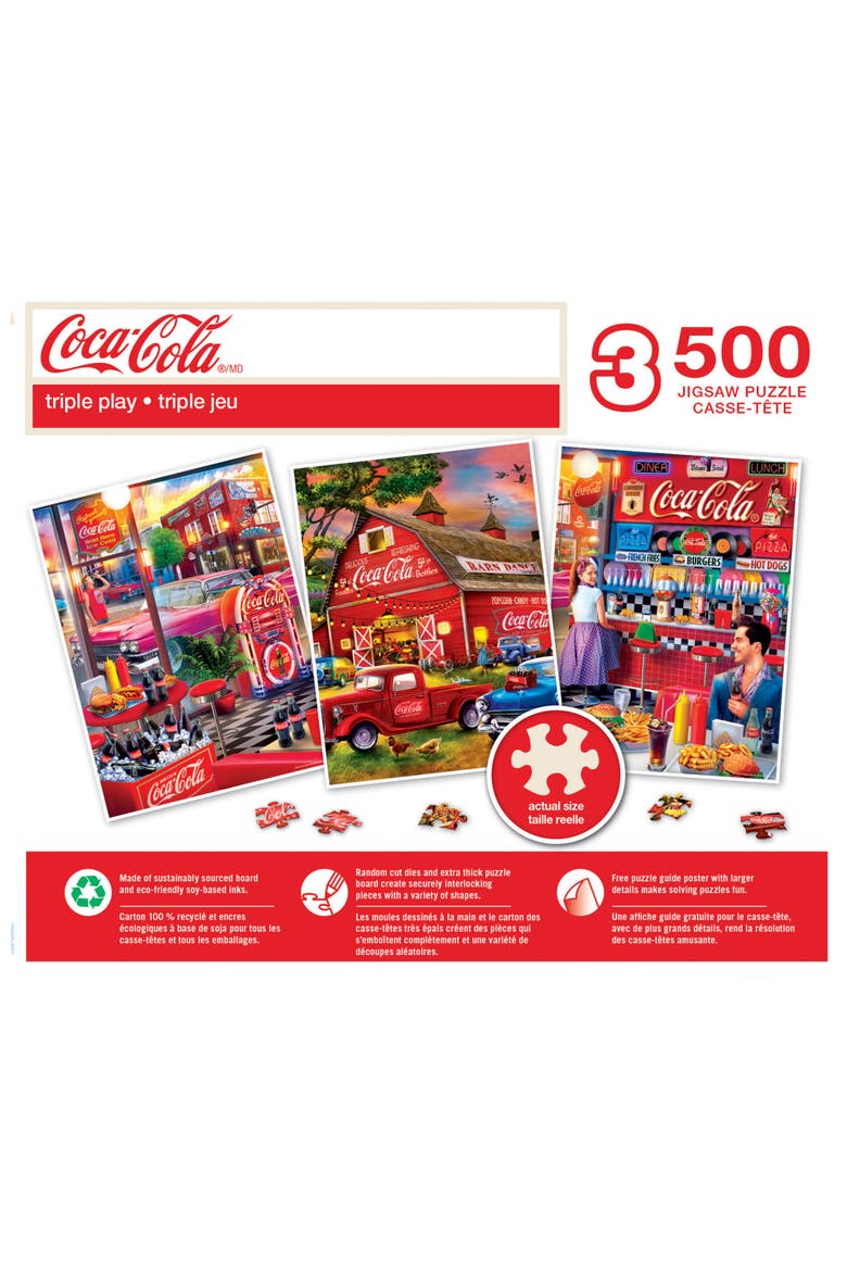 Coca-Cola 500 Piece Puzzles 3-Pack, Alternate, color, Multicolor