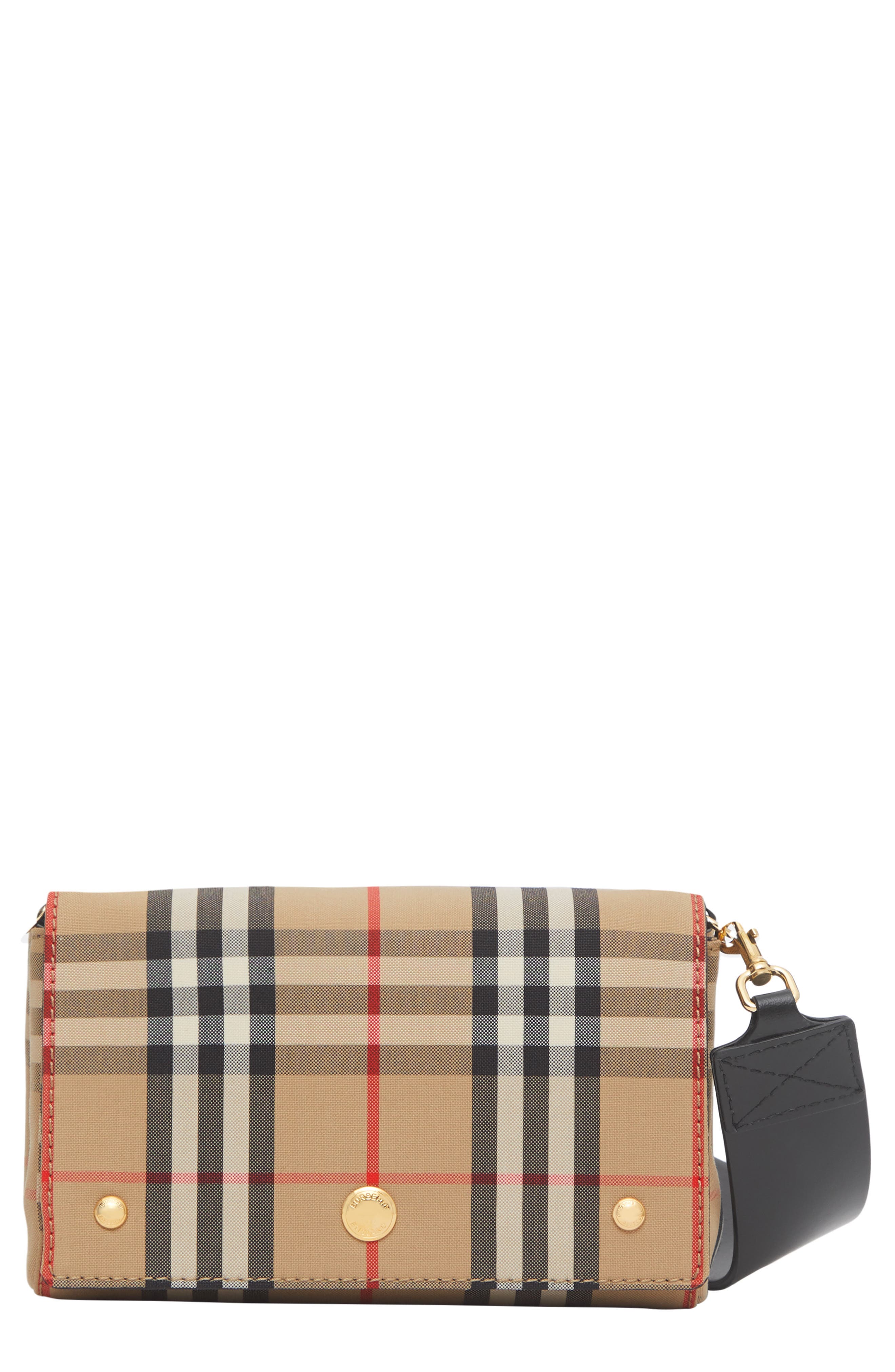 Burberry Small Vintage Check & Leather Crossbody Bag, Main, color, 