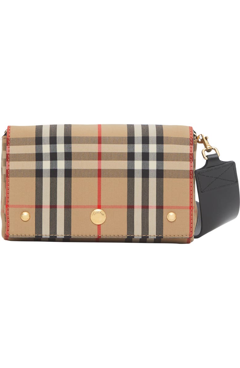 Burberry Small Vintage Check & Leather Crossbody Bag, Main, color,