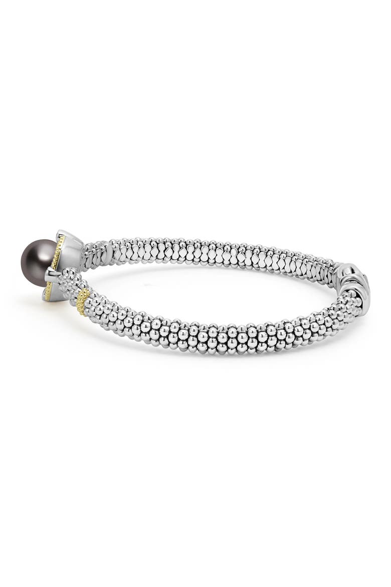 Luna Lux Black Tahitian Pearl & Diamond Rope Bracelet, Alternate, color, SILVER