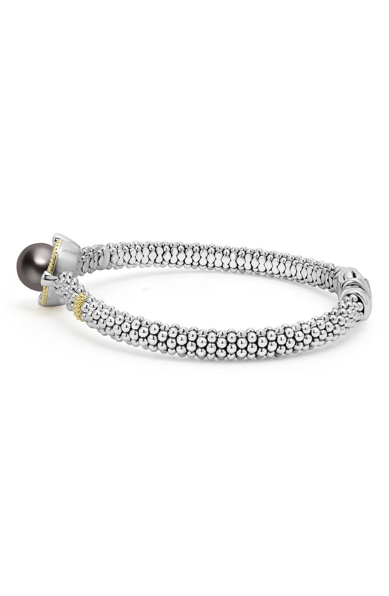 LAGOS Luna Lux Black Tahitian Pearl & Diamond Rope Bracelet, Alternate, color, Silver