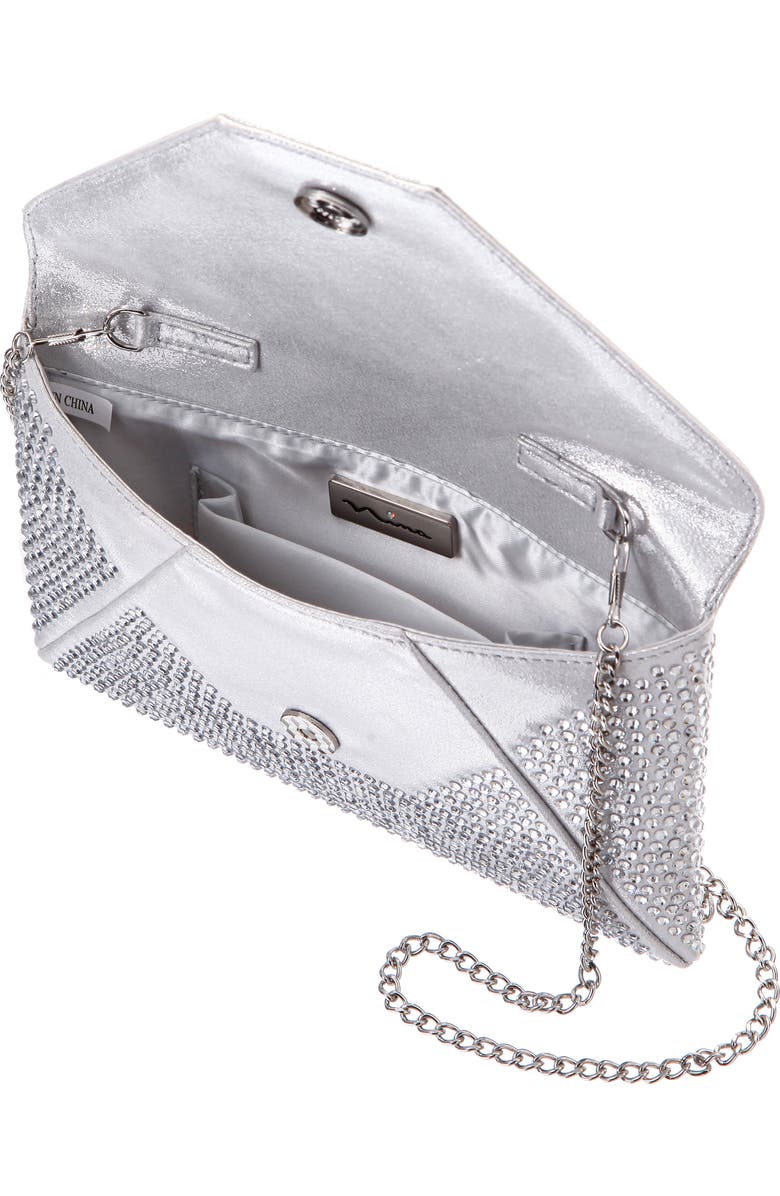 Nina Lorna Embellished Envelope Clutch, Alternate, color, Silver