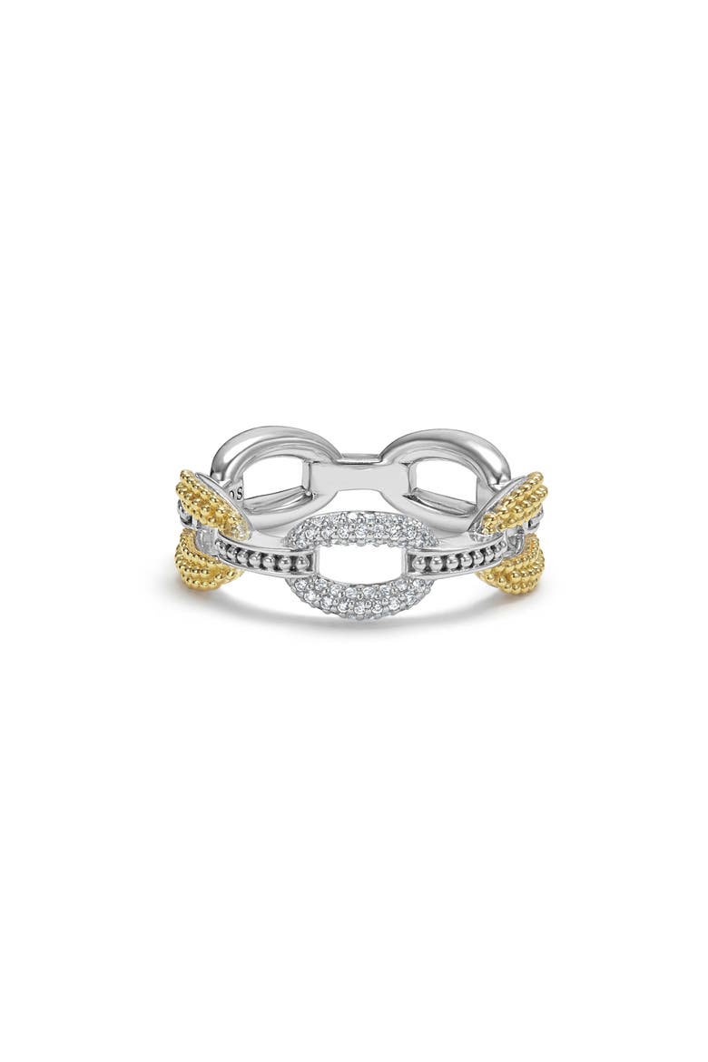 Caviar Luxe Diamond Pavé Link Ring, Alternate, color, GOLD