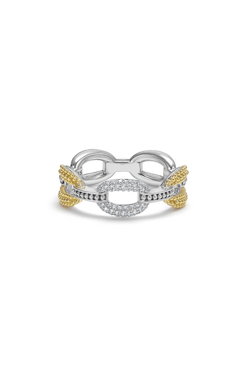 LAGOS Caviar Luxe Diamond Pavé Link Ring, Alternate, color, Gold