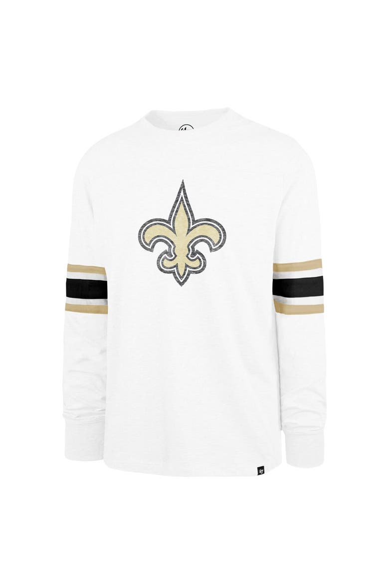 Men's '47 White New Orleans Saints Gridiron Premier Brex Long Sleeve T-Shirt, Alternate, color, White