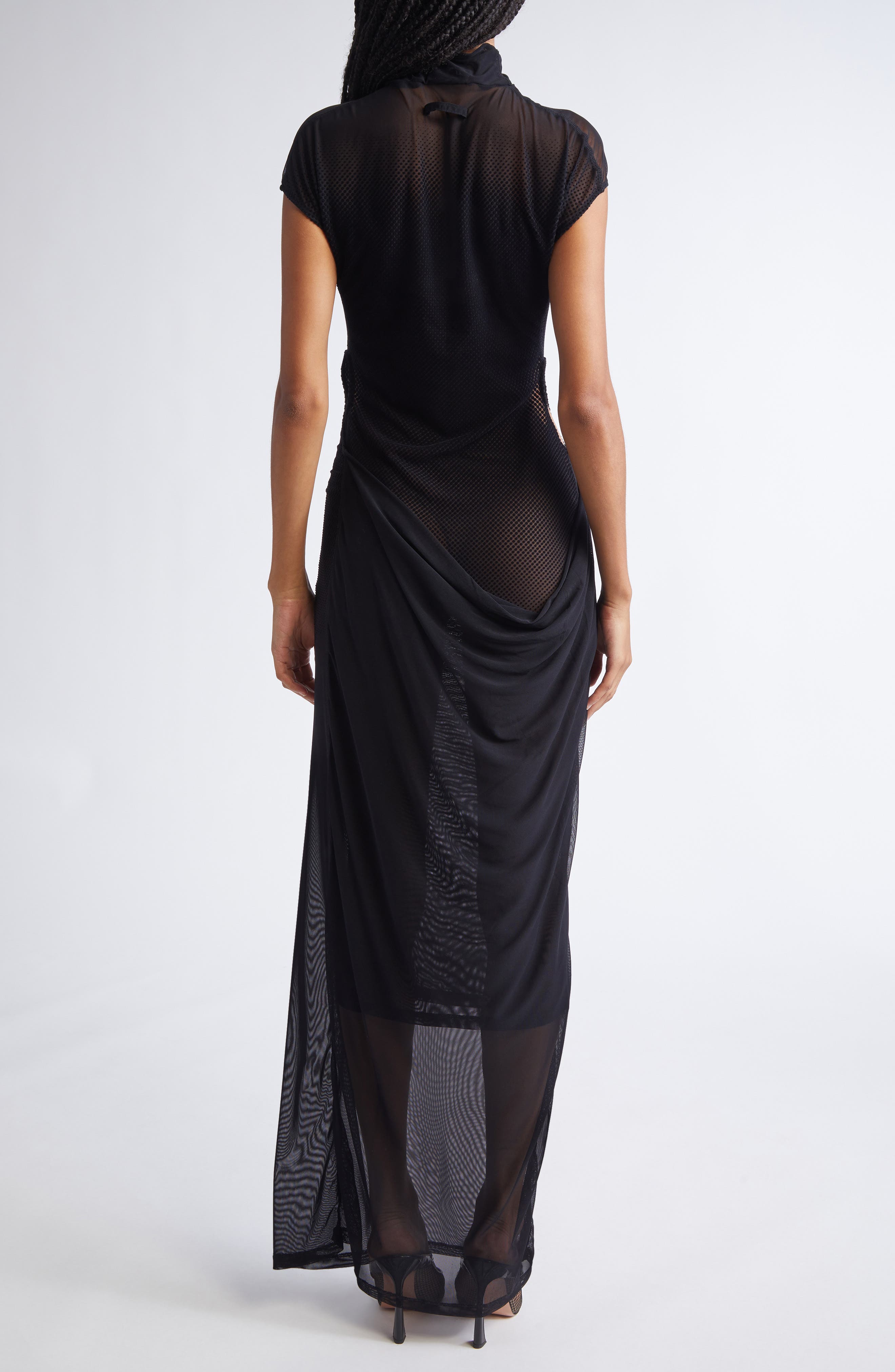 Flocked Polka Dot Sleeveless Mesh Dress - image 2