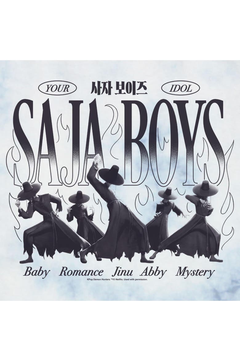 Mens KPop Demon Hunters Your Saja Boys Idols T Shirt, Alternate, color, White/Blue