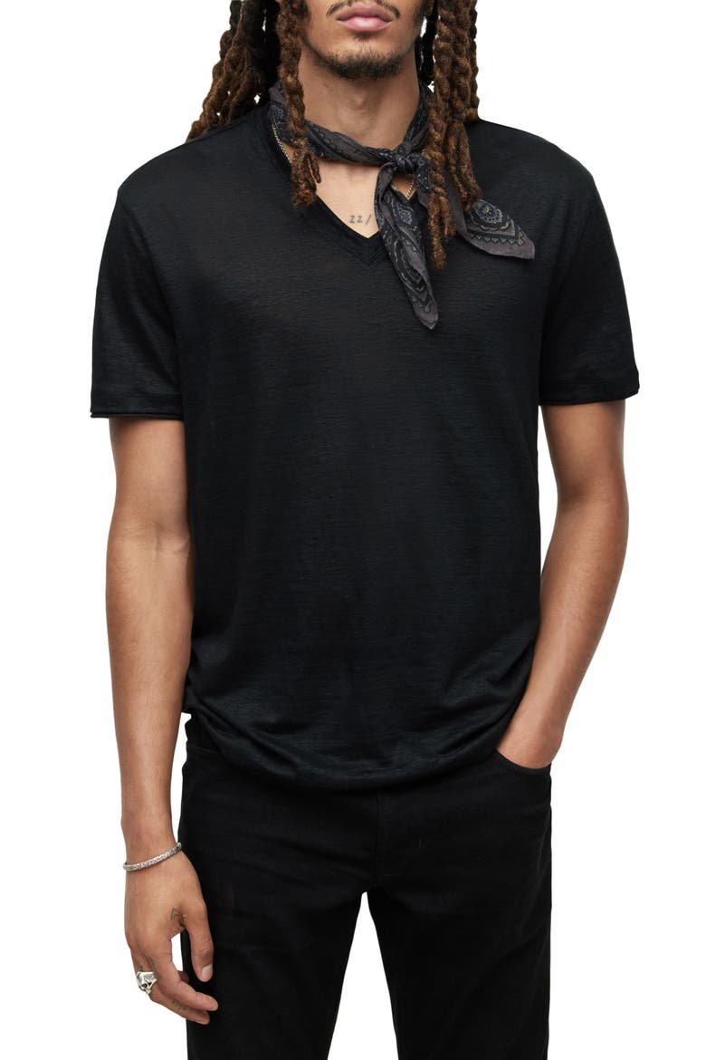 Wooster Slim Fit Linen T-Shirt, Main, color, BLACK