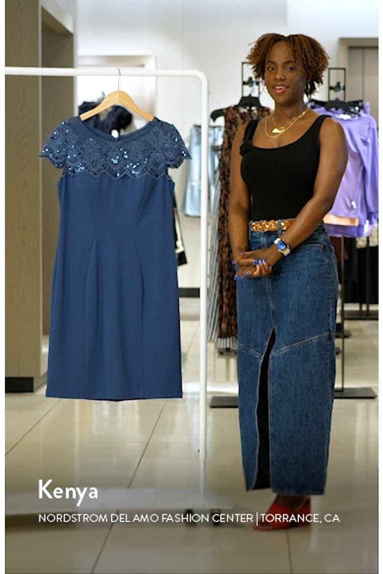 Illusion Neck Short Sleeve Sheath Cocktail Dress video