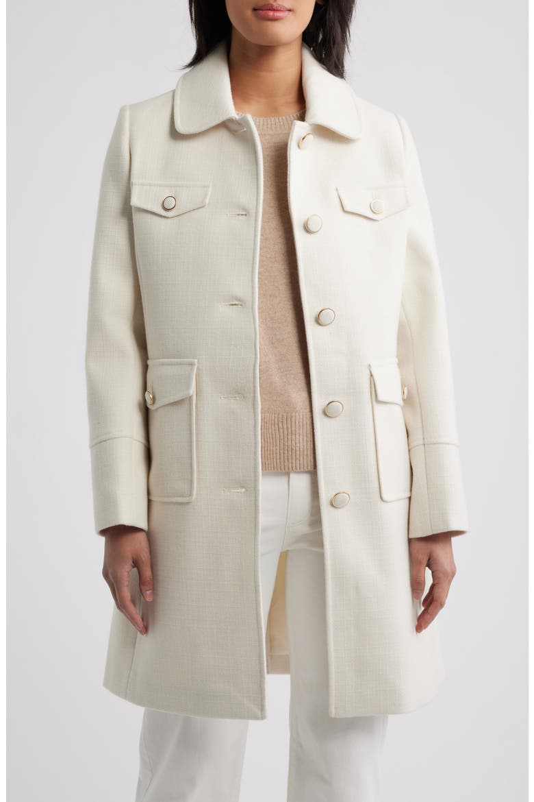 Textured Flap Pocket Coat, Main, color, IVORY