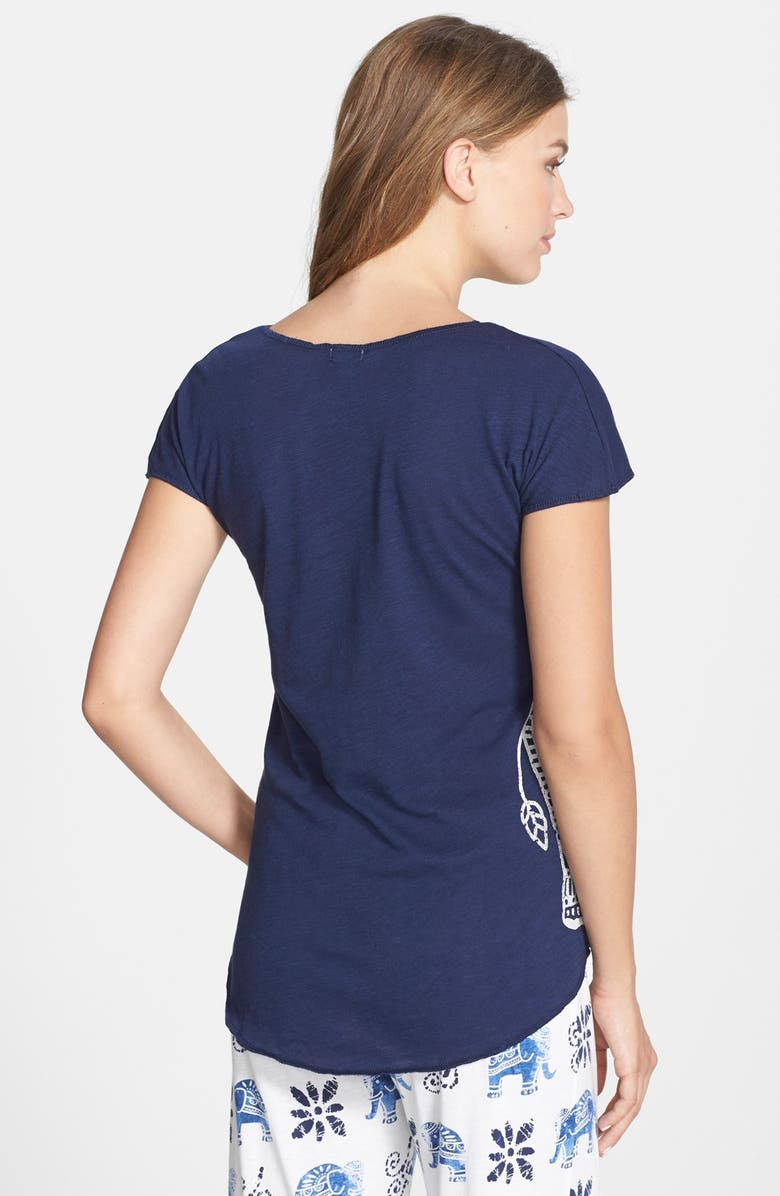 PJ Salvage Elephant Print Cap Sleeve Tee, Alternate, color, 