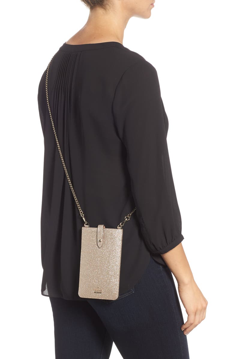 Kate Spade New York glitter leather iPhone crossbody case, Alternate, color, 