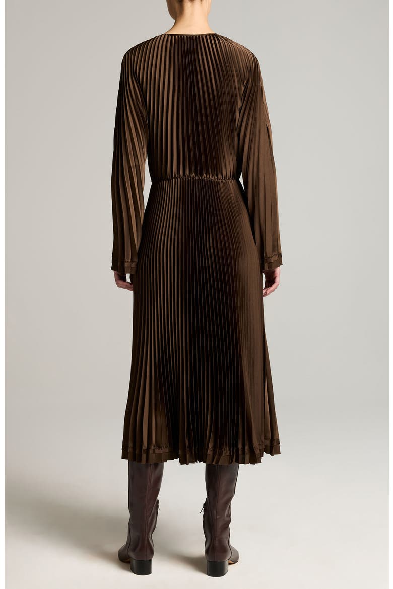 Pleated Long Sleeve Dress, Alternate, color, PINEWOOD