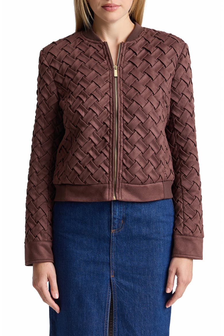 Woven Bomber Jacket, Main, color, CHOCOLATE BROWN