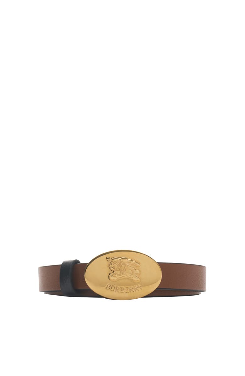 Burberry Thin Reversible Leather Oval Knight Stamp Belt, Alternate, color, Black/Hazel