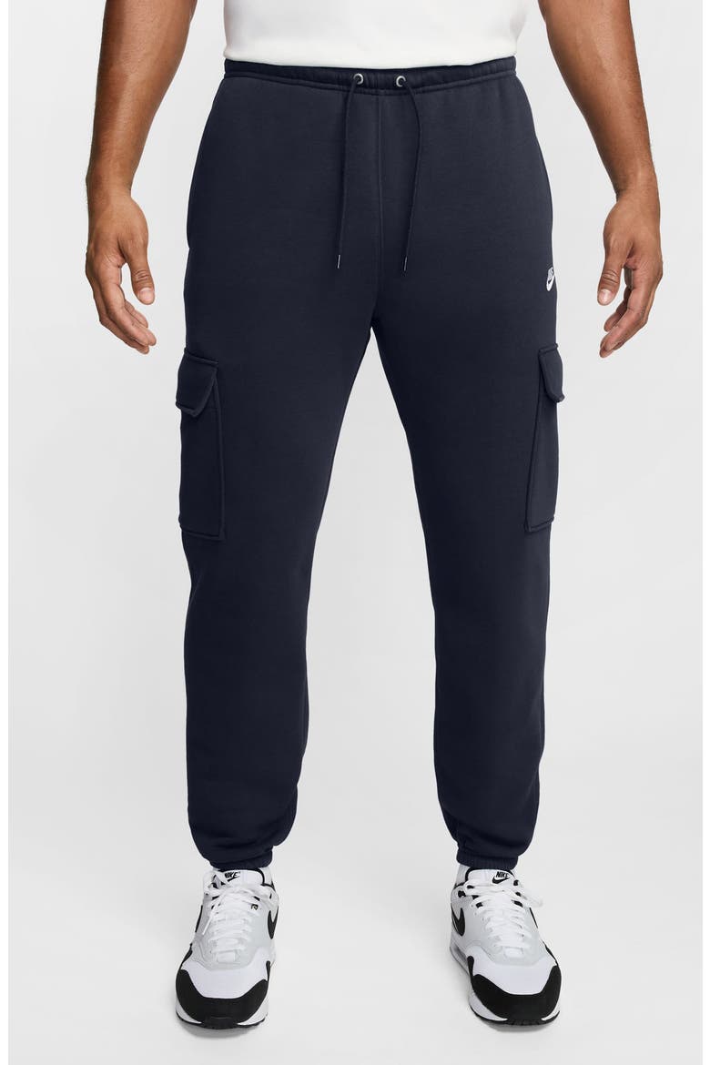 Club Fleece Cargo Sweatpants, Main, color, OBSIDIAN/ WHITE