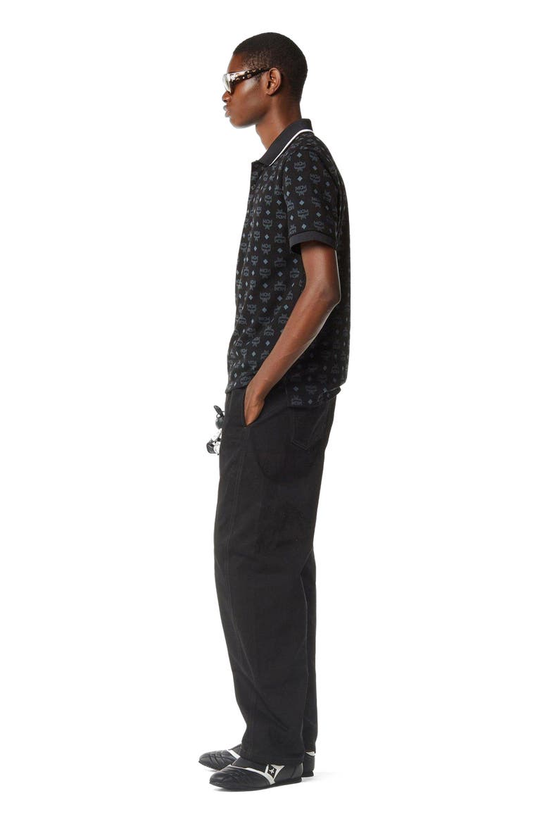 Monogram Jacquard Polo Shirt, Alternate, color, Black